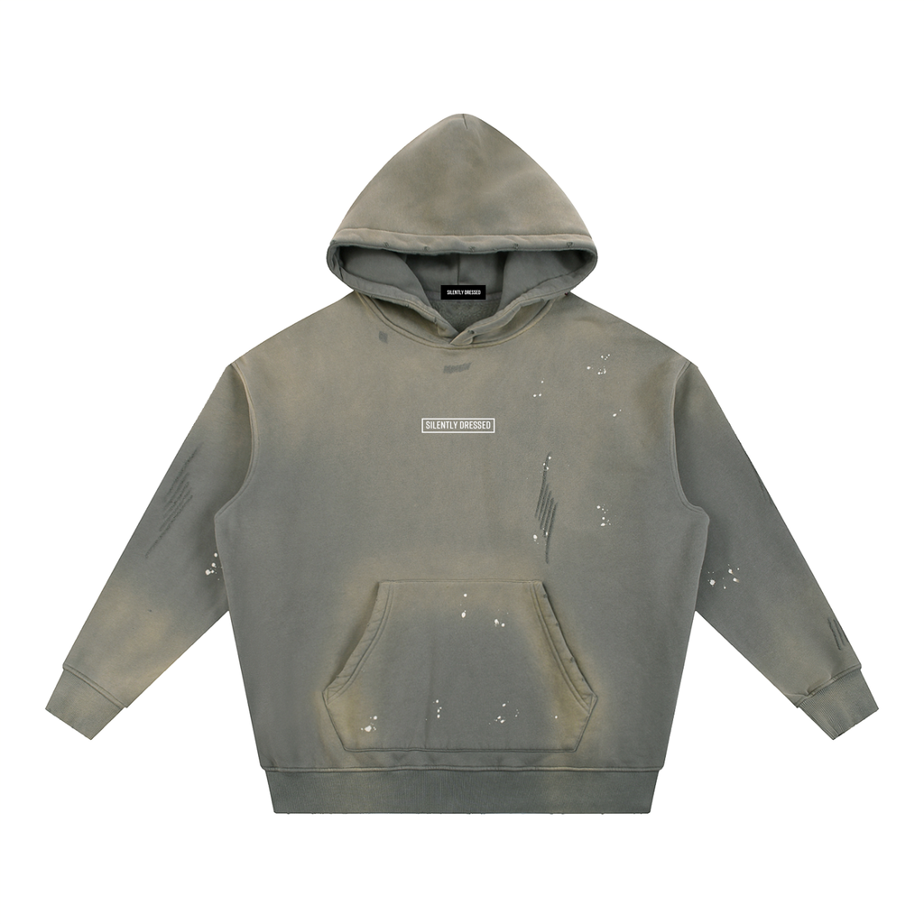 Unisex Vintage Washed Frayed Fleece Hoodie