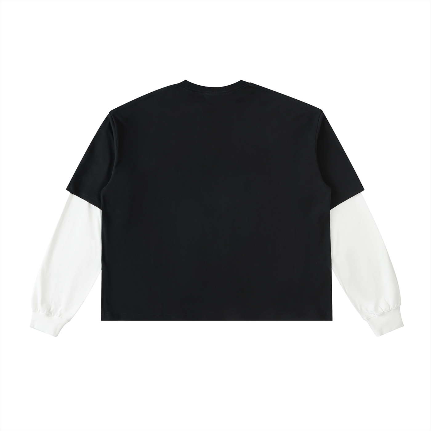 Unisex Layered Contrast Sleeve Cotton T-Shirt