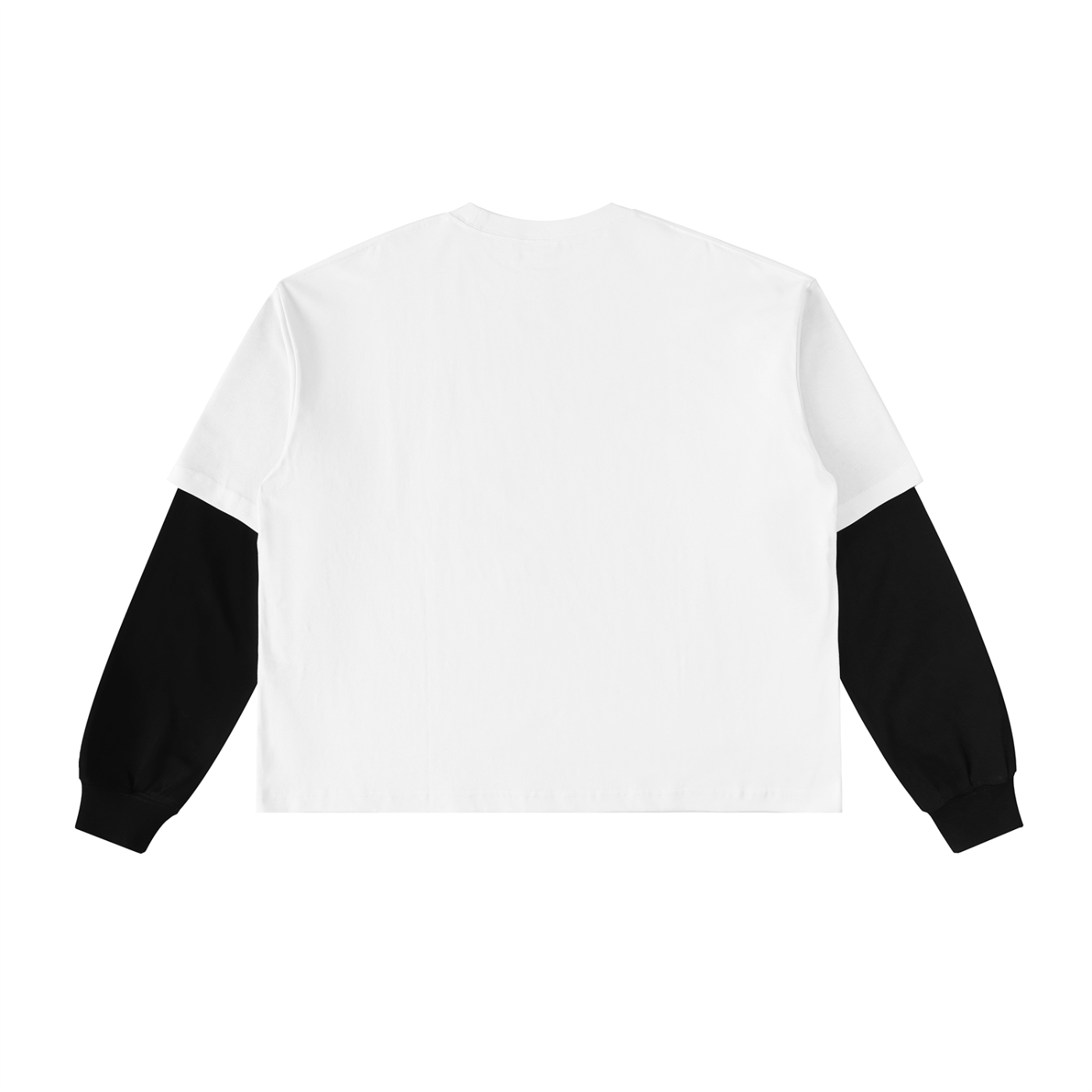 Unisex Layered Contrast Sleeve Cotton T-Shirt