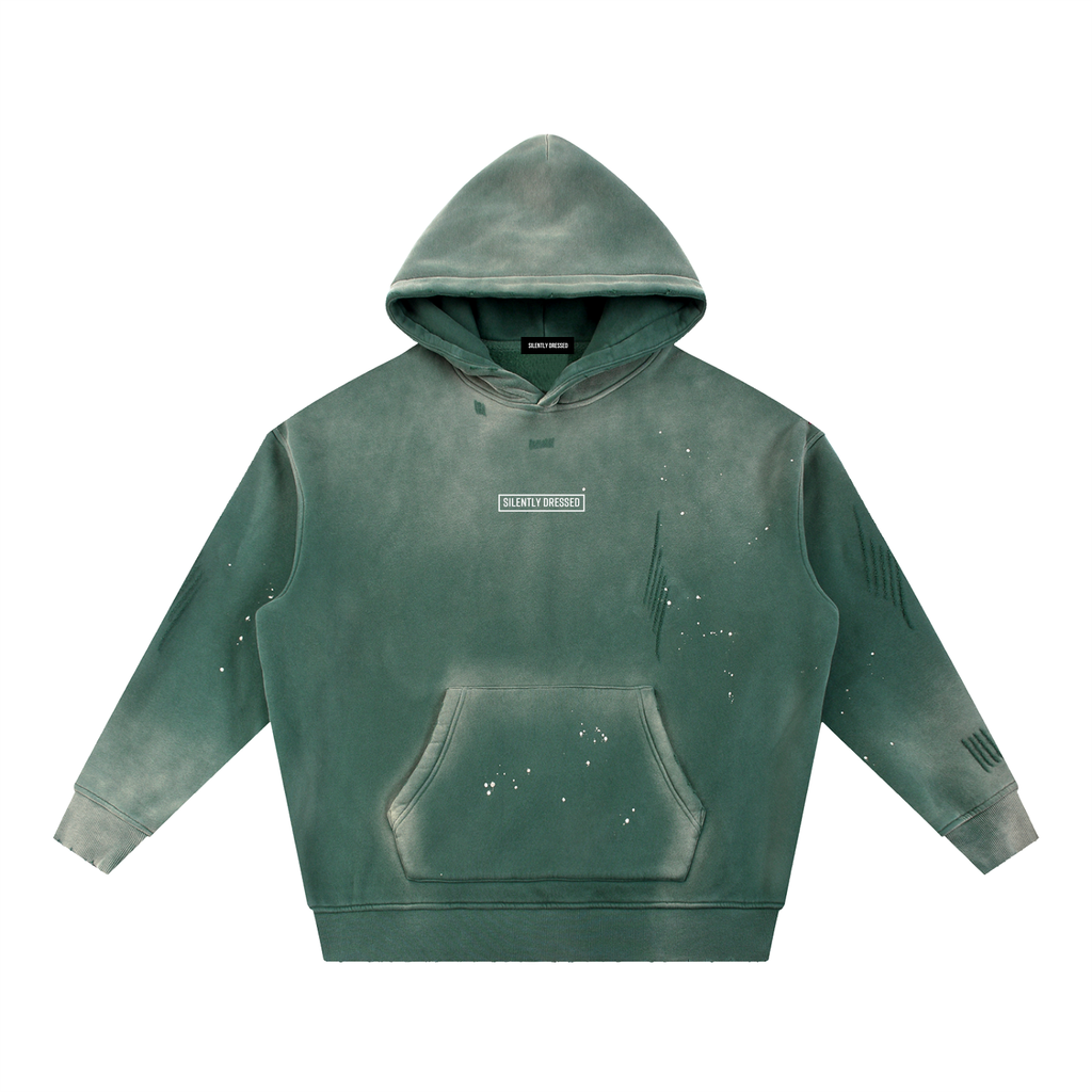 Unisex Vintage Washed Frayed Fleece Hoodie