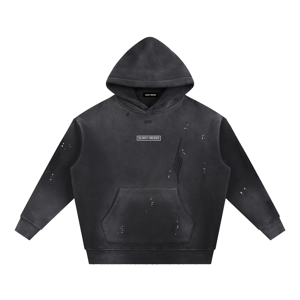 Unisex Vintage Washed Frayed Fleece Hoodie