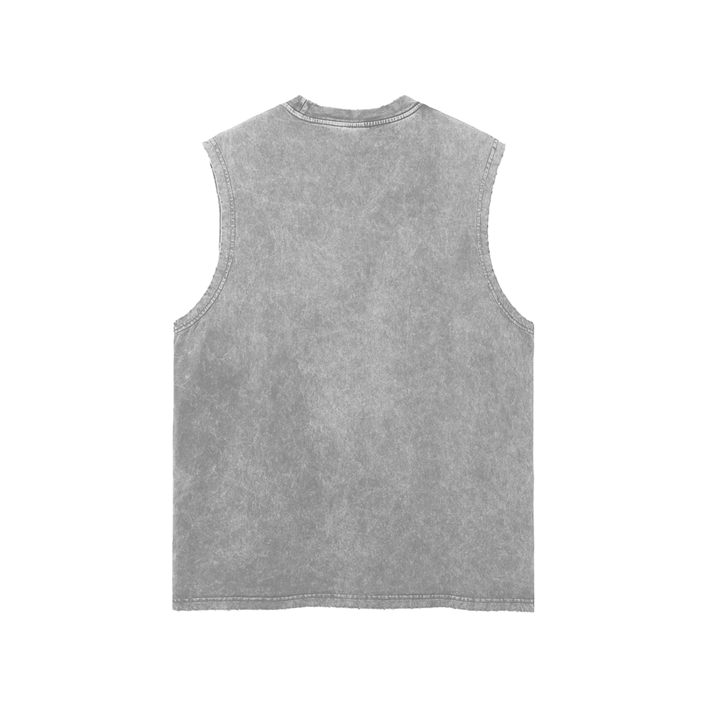 Unisex Snow Washed Frayed Hem Tank Top