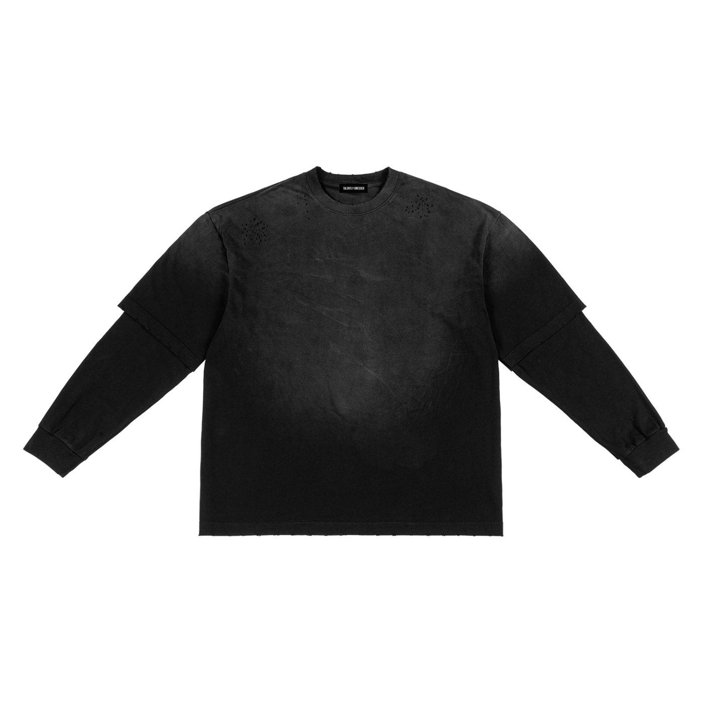 Unisex Sunfade Frayed Layered Long Sleeve T-Shirt