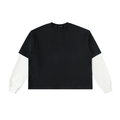 Unisex Layered Contrast Sleeve Cotton T-Shirt
