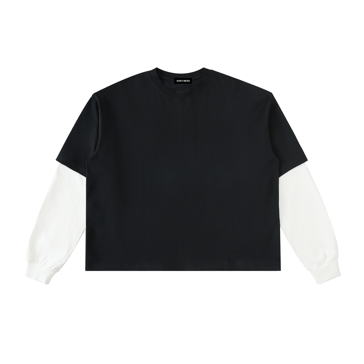 Unisex Layered Contrast Sleeve Cotton T-Shirt