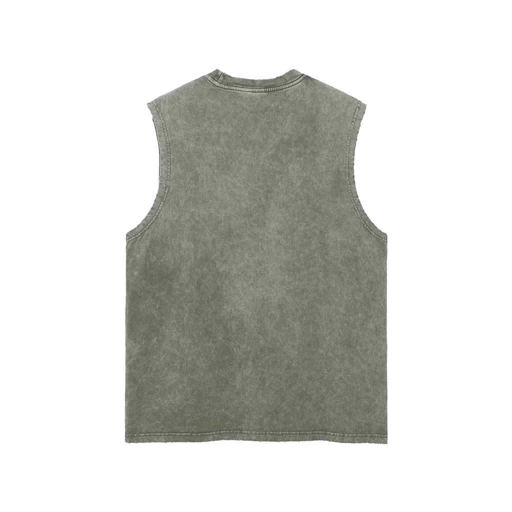 Unisex Snow Washed Frayed Hem Tank Top