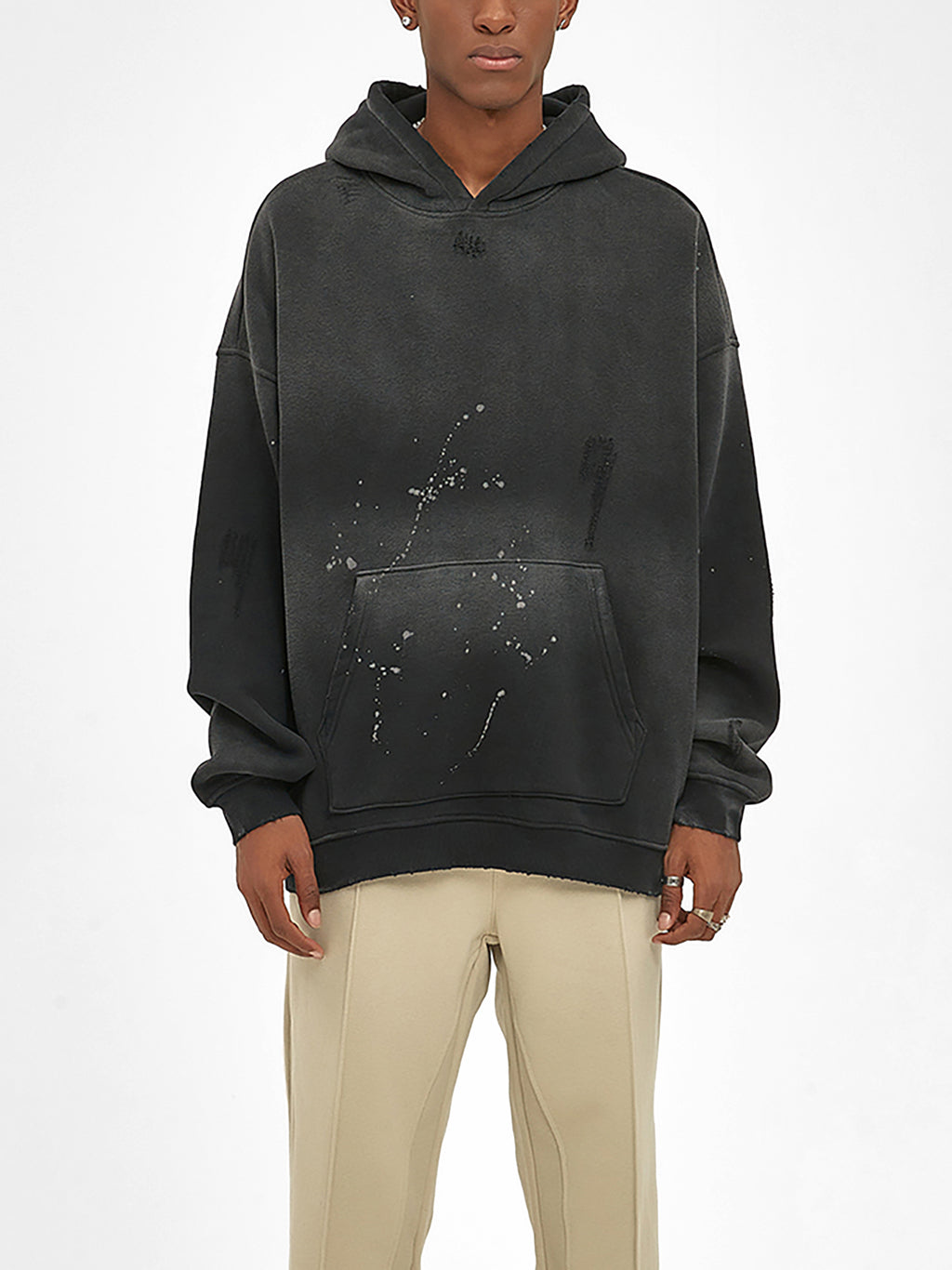 Unisex Vintage Washed Frayed Fleece Hoodie
