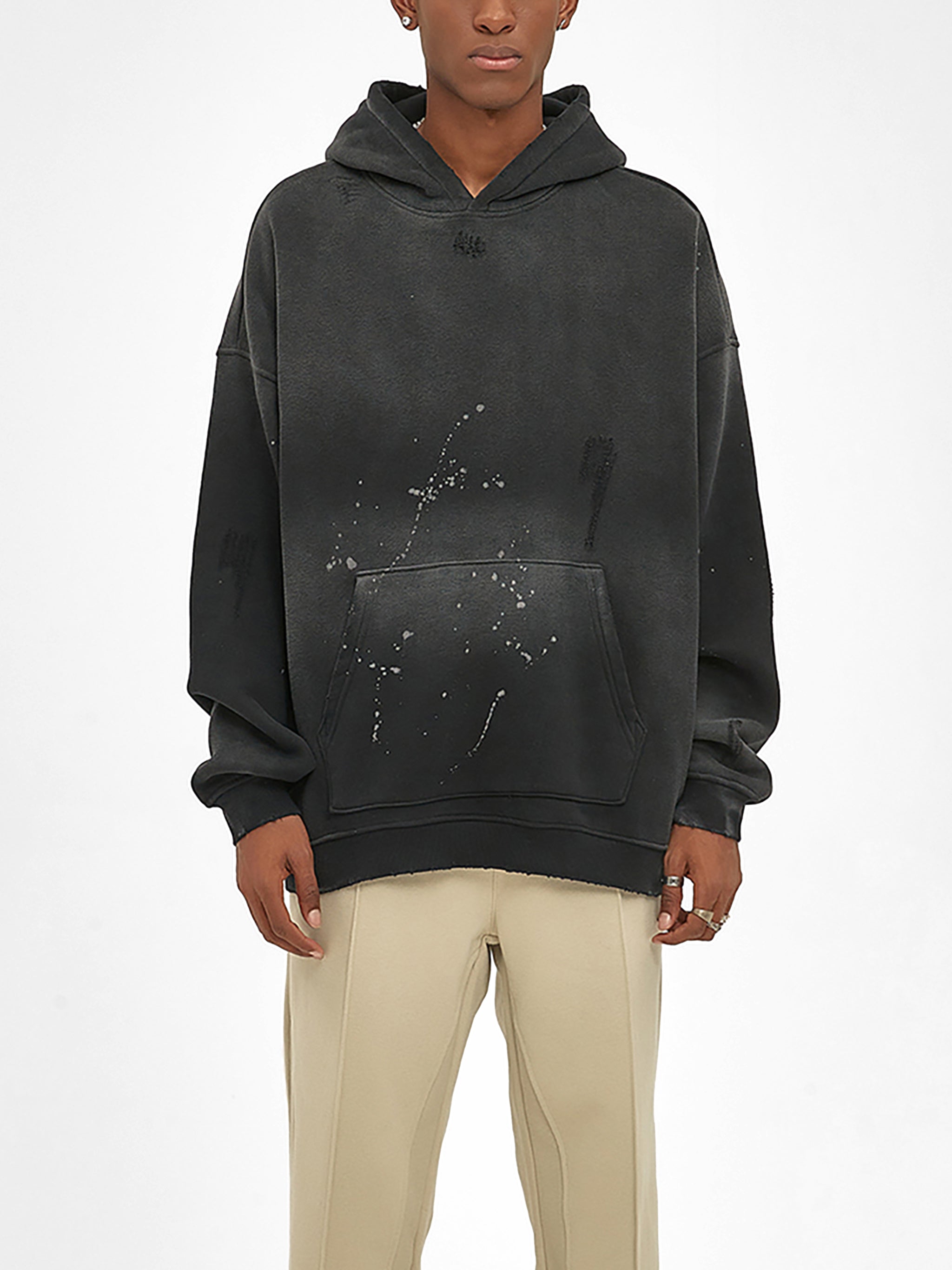 Unisex Vintage Washed Frayed Fleece Hoodie