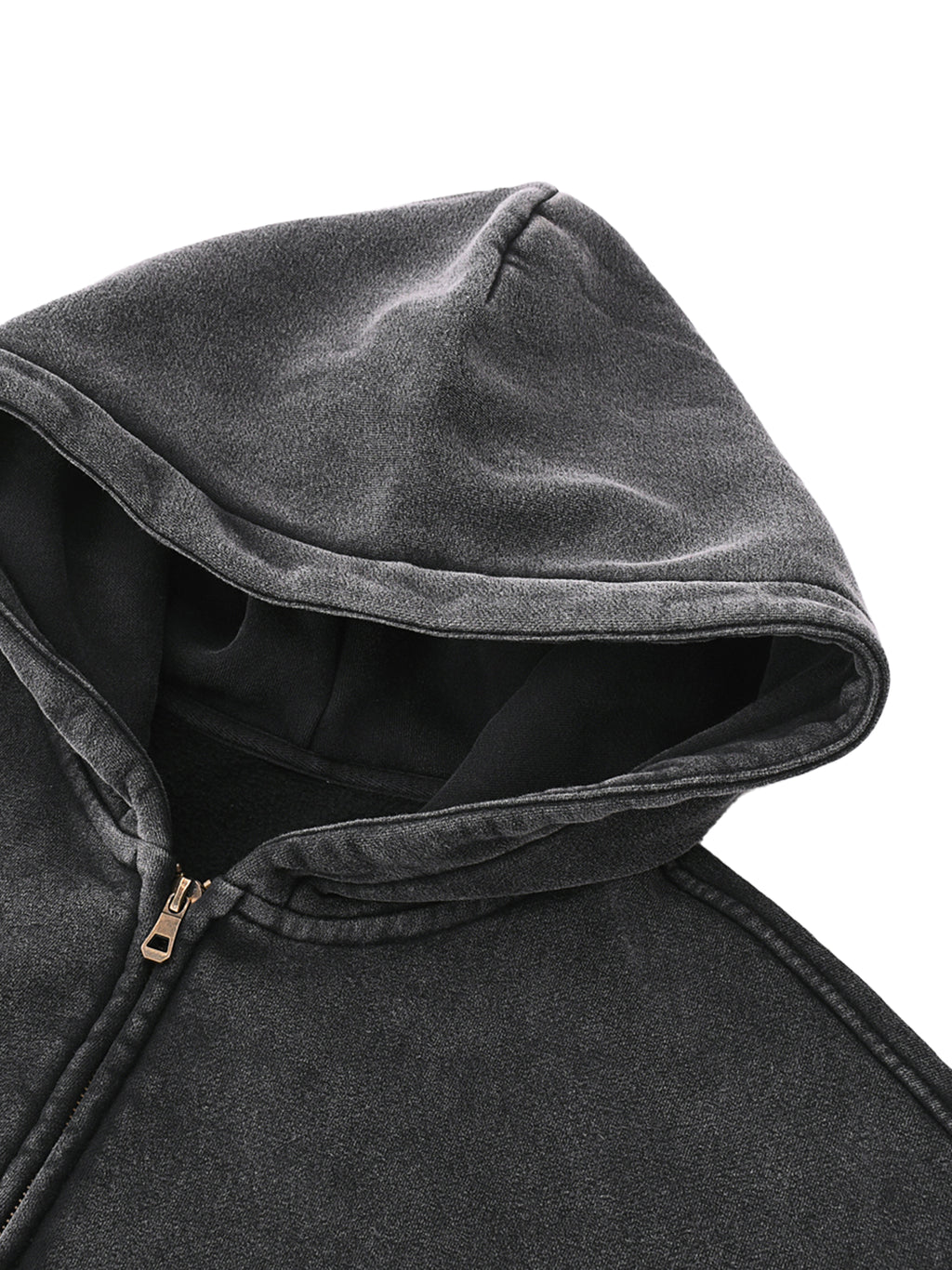 Unisex Washed Zip-Through Boxy Fleece Hoodie