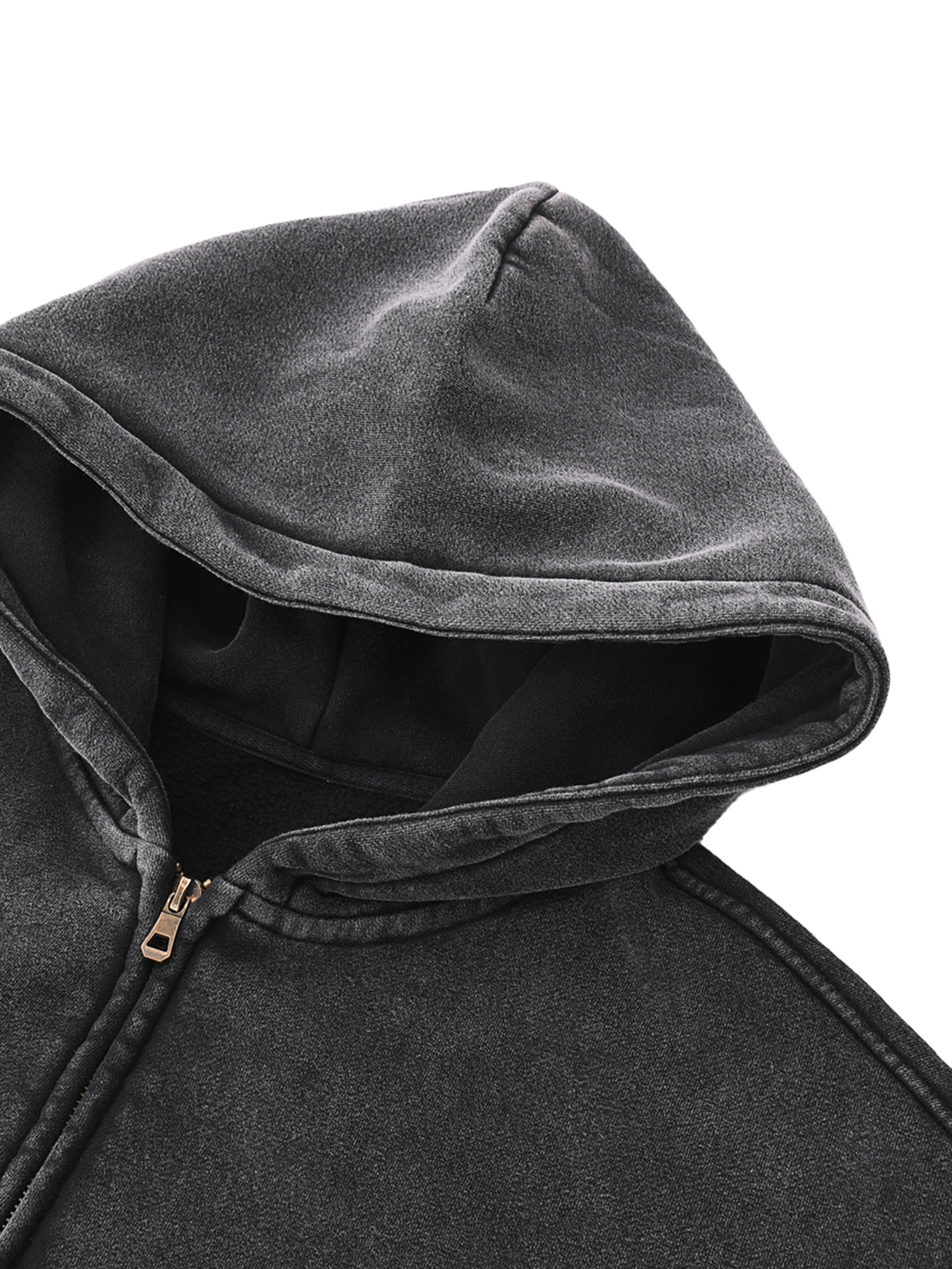 Unisex Washed Zip-Through Boxy Fleece Hoodie