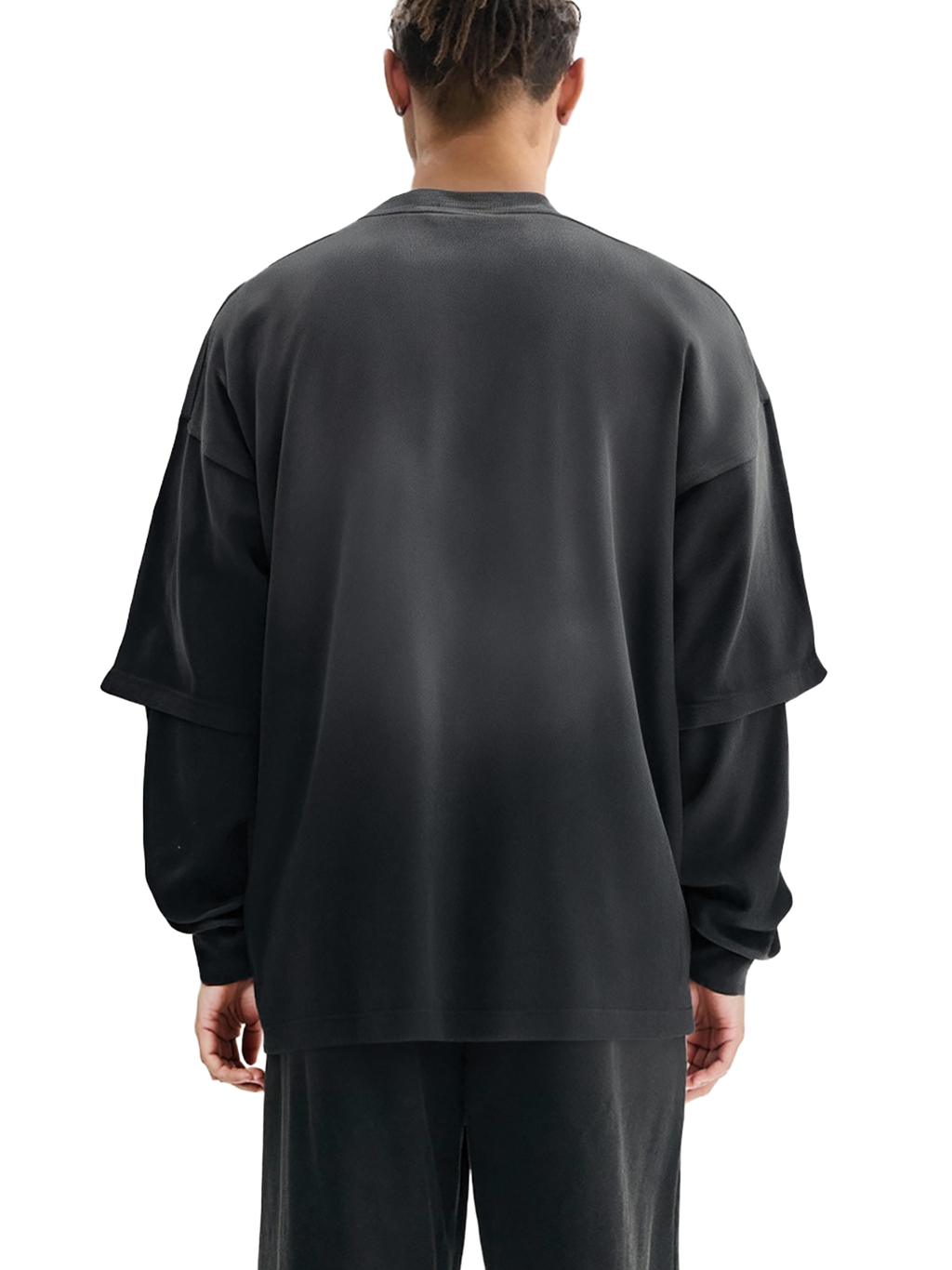 Unisex Sunfade Frayed Layered Long Sleeve T-Shirt
