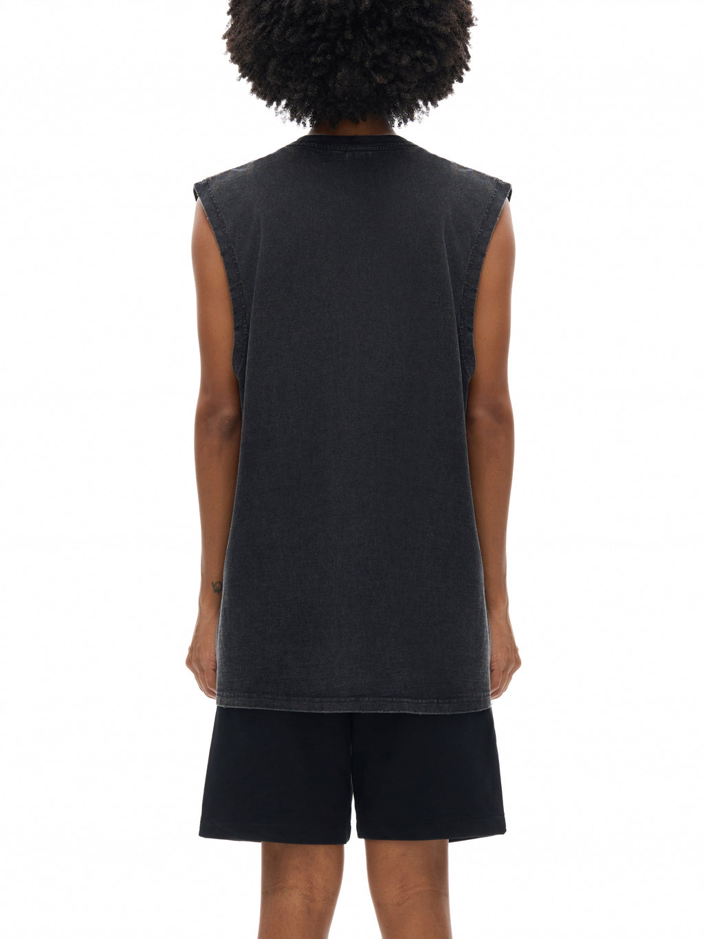 Unisex Snow Washed Frayed Hem Tank Top