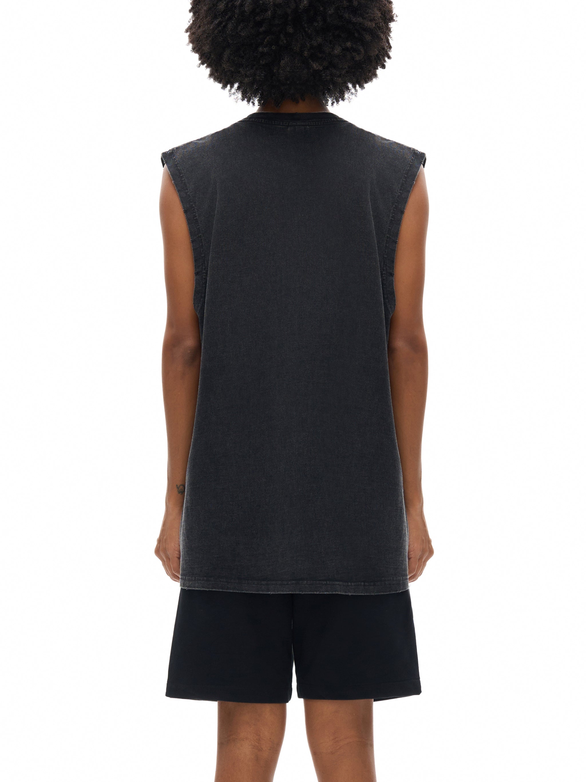 Unisex Snow Washed Frayed Hem Tank Top