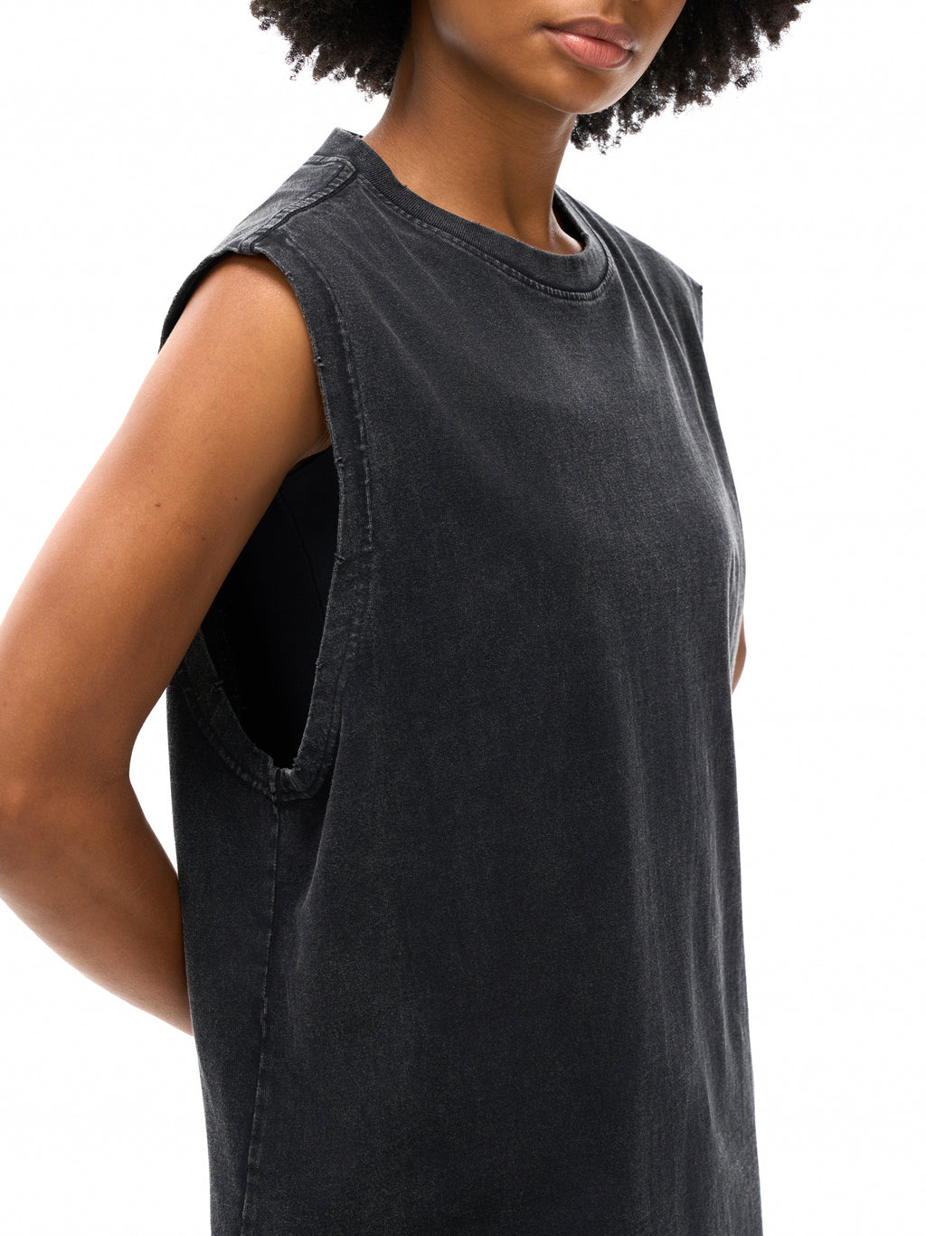 Unisex Snow Washed Frayed Hem Tank Top