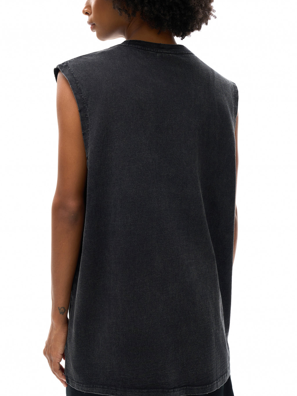 Unisex Snow Washed Frayed Hem Tank Top