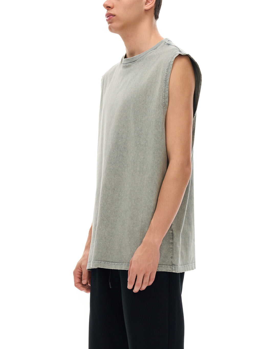 Unisex Snow Washed Frayed Hem Tank Top